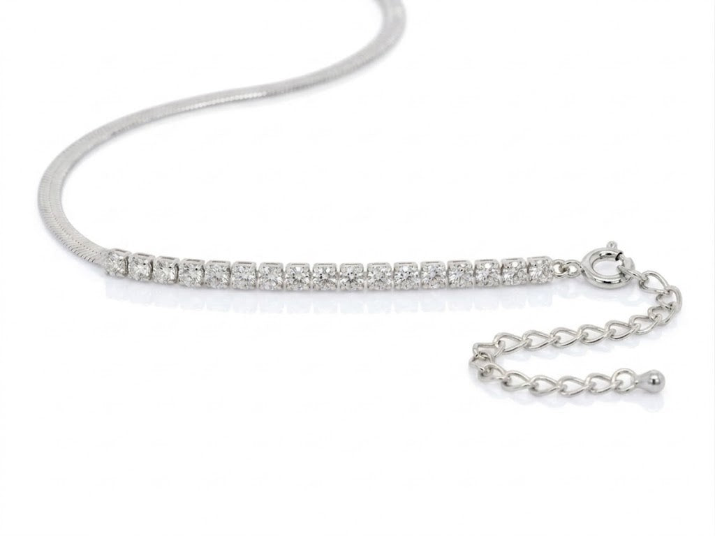 Pulseira Meia Riviera Cravejada com Lâmina Lisa