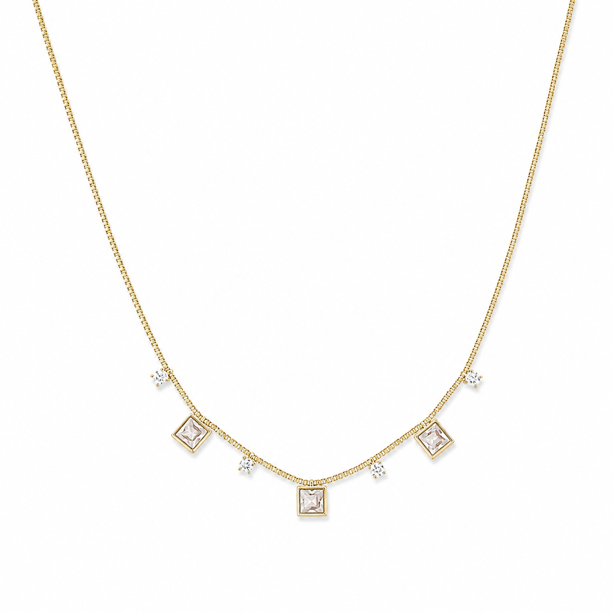 Colar Gargantilha com Zircônias Quadradas Carré Pendentes