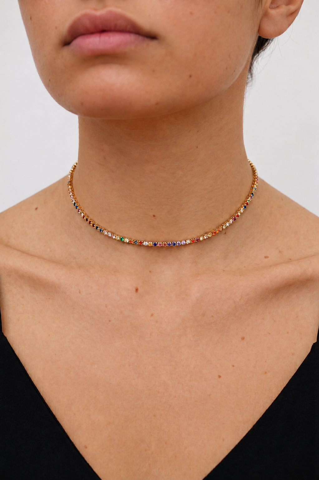 Colar Riviera com Zircônias Coloridas Multicores