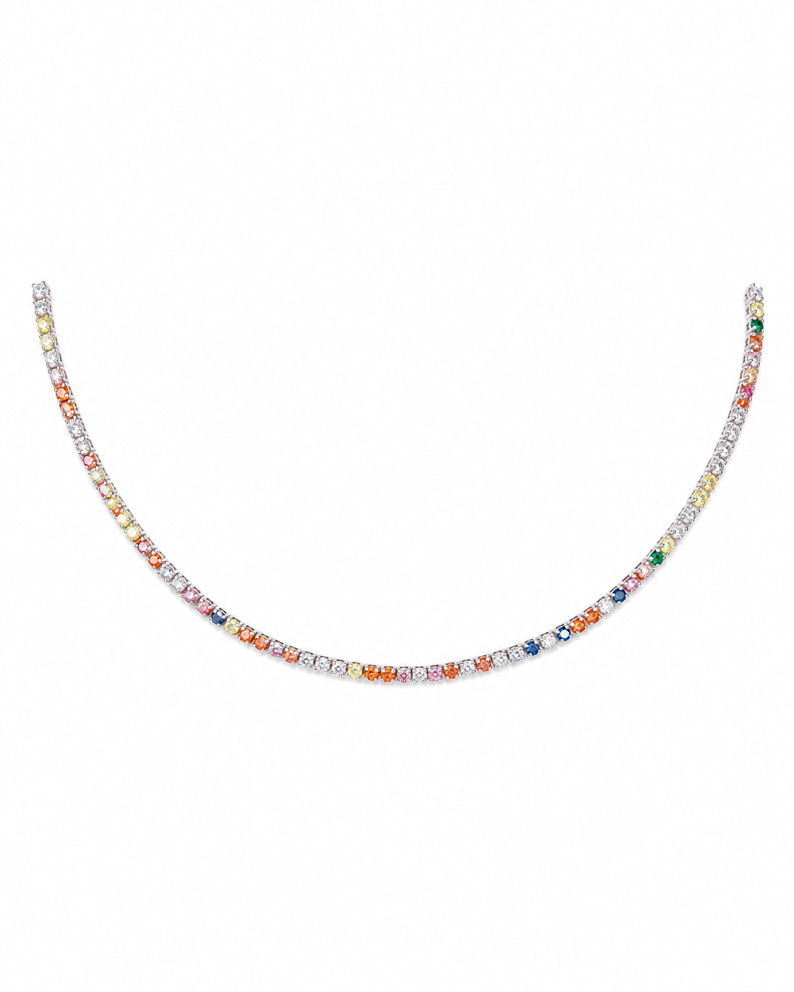 Colar Riviera com Zircônias Coloridas Multicores
