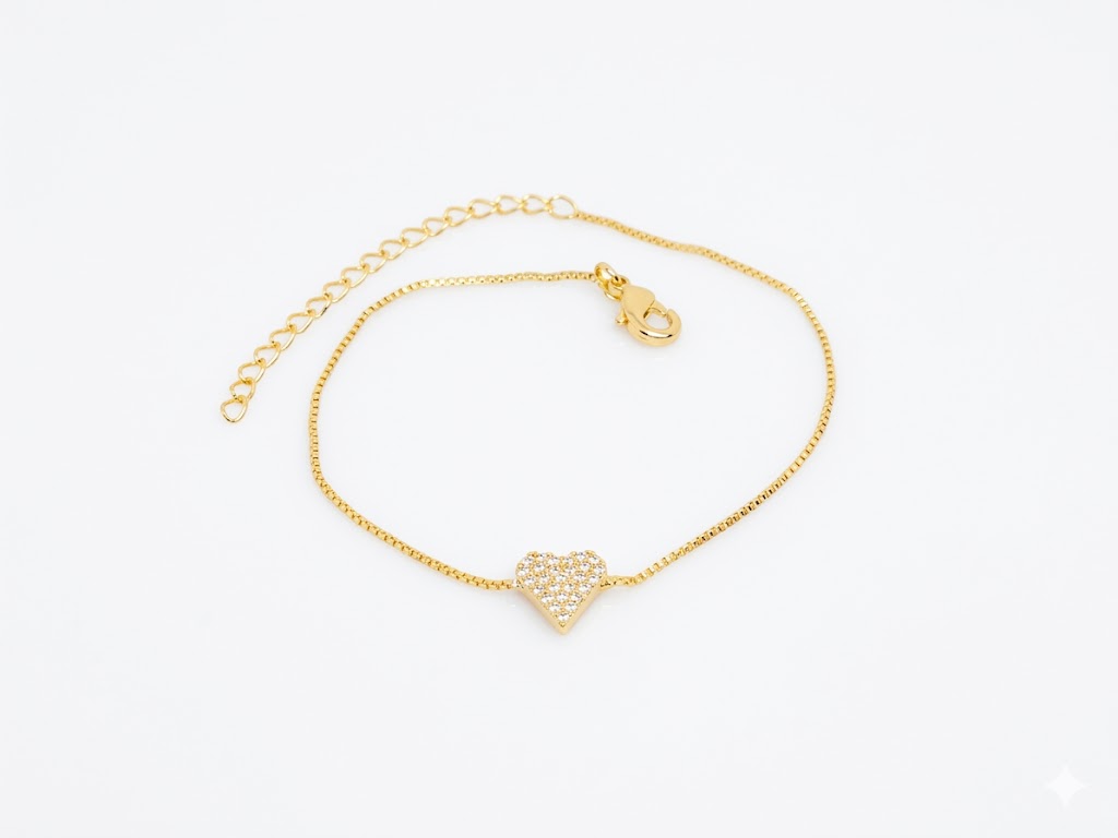 Pulseira com Pingente Coração Microcravejado