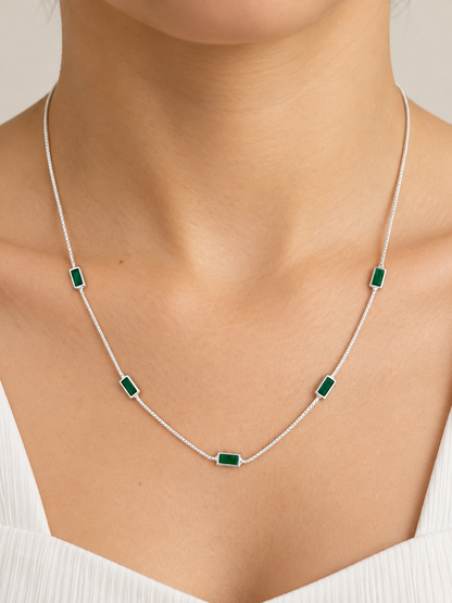 Colar Gargantilha com Zircônias Baguete Facetadas