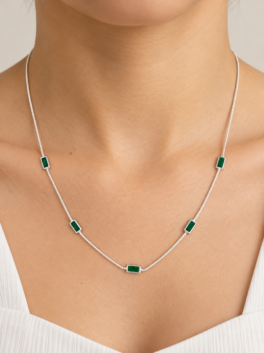 Colar Gargantilha com Zircônias Baguete Facetadas
