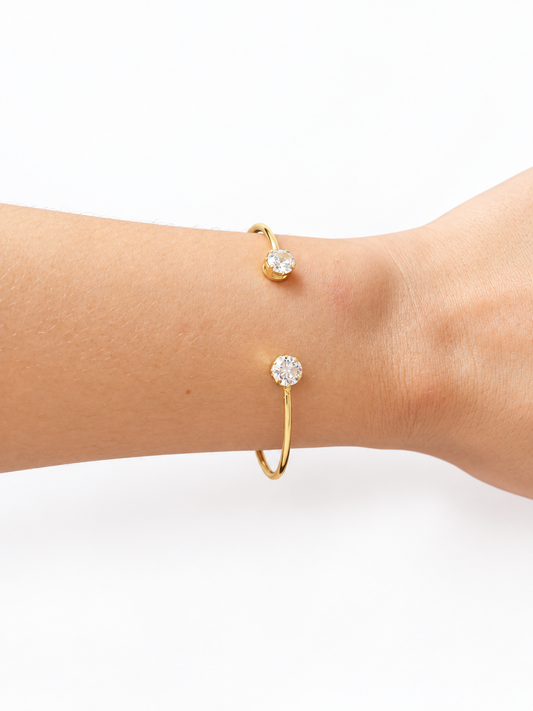 Bracelete Aberto Delicado com Ponto de Luz