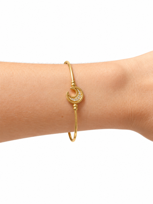 Bracelete Rígido Céu Estrelado com Lua e Estrela