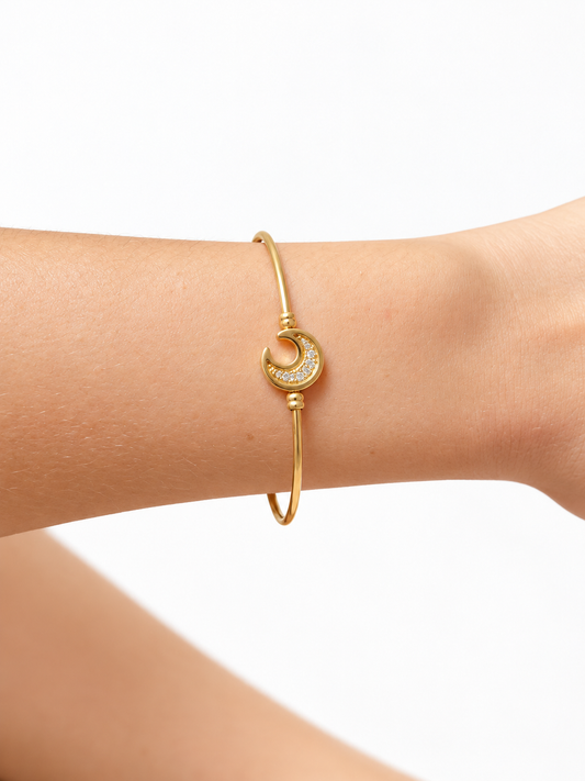 Bracelete Rígido Céu Estrelado com Lua e Estrela