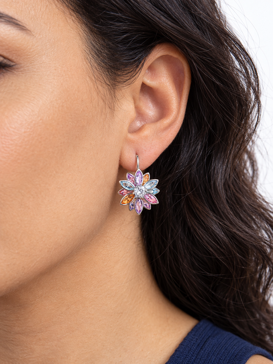 Brinco Ear Jacket Leque com Zircônias Navetes