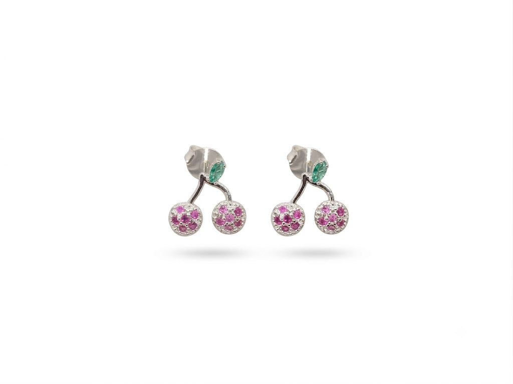 Brinco Anatômico Cerejas Cravejadas com Zircônias
