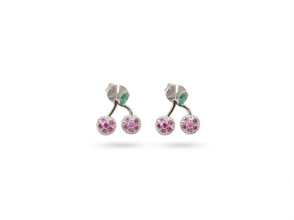 Brinco Anatômico Cerejas Cravejadas com Zircônias