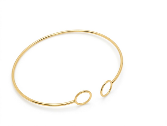 Bracelete Aberto com Ponteiras em Círculos Vazados
