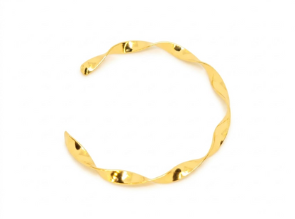 Bracelete Aberto Ondulado com Efeito Torcido