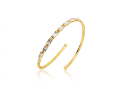 Bracelete Espiral Cravejado com Zircônias Baguete