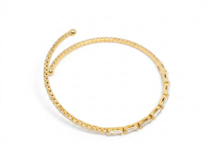 Bracelete Espiral Cravejado com Zircônias Baguete