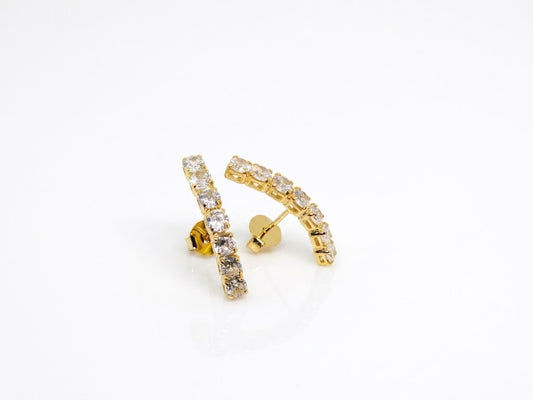 Brinco Ear Cuff Barra com Zircônias Baguete e Redondas