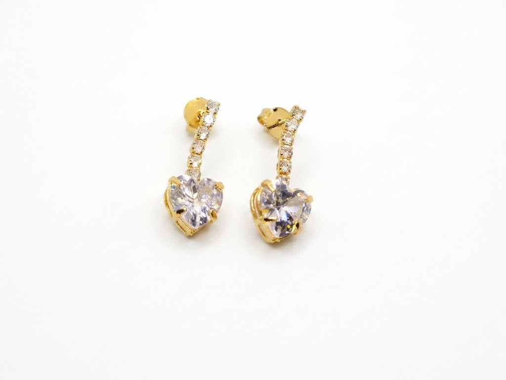 Brinco Pendente com Zircônia Cristal Facetada