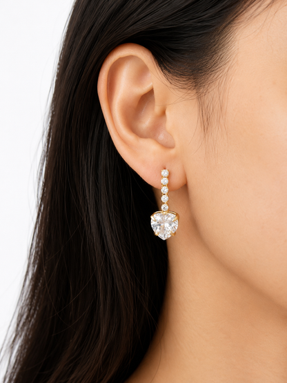 Brinco Pendente com Zircônia Cristal Facetada