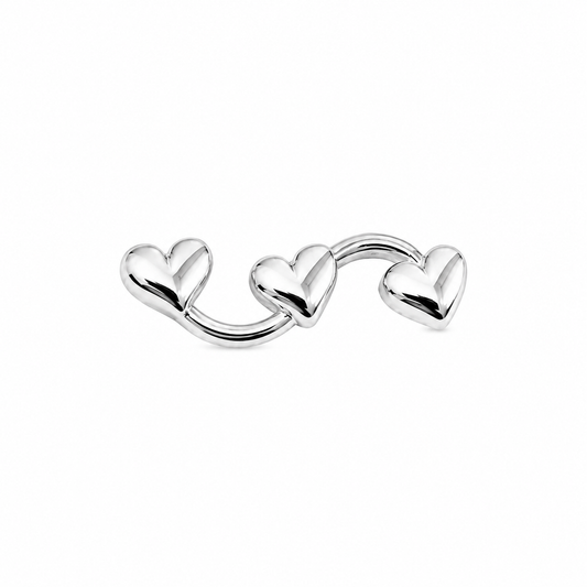 Brinco Ear Cuff Anatômico Curva de Corações Lisos