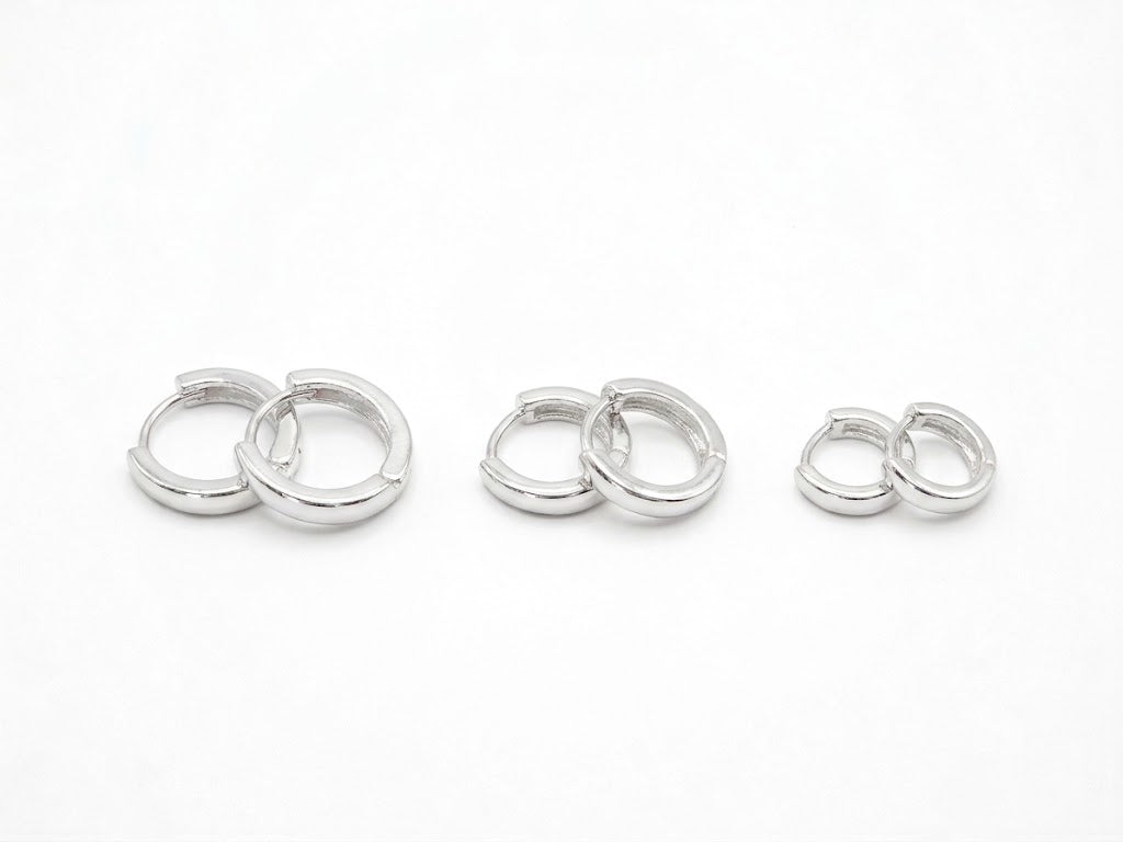 Trio de Argolas Tubulares Lisas com Fecho Click