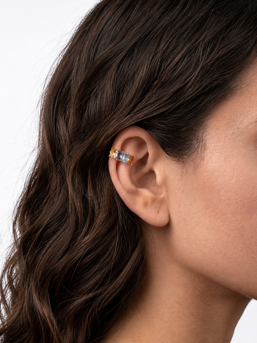 Piercing Fake de Pressão com Zircônias Baguete