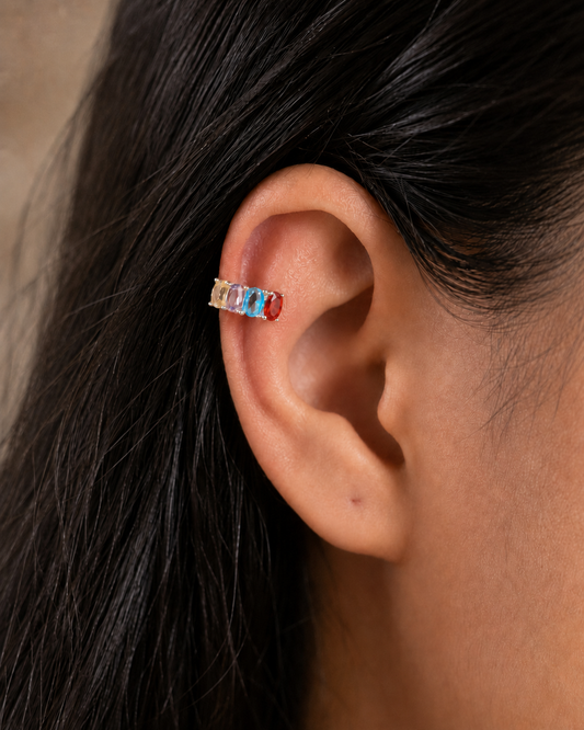 Piercing Fake de Pressão com Zircônias Baguete
