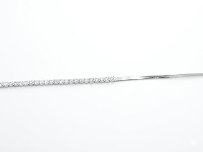 Pulseira Meia Riviera Cravejada com Lâmina Lisa