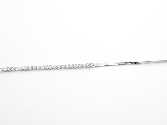 Pulseira Meia Riviera Cravejada com Lâmina Lisa