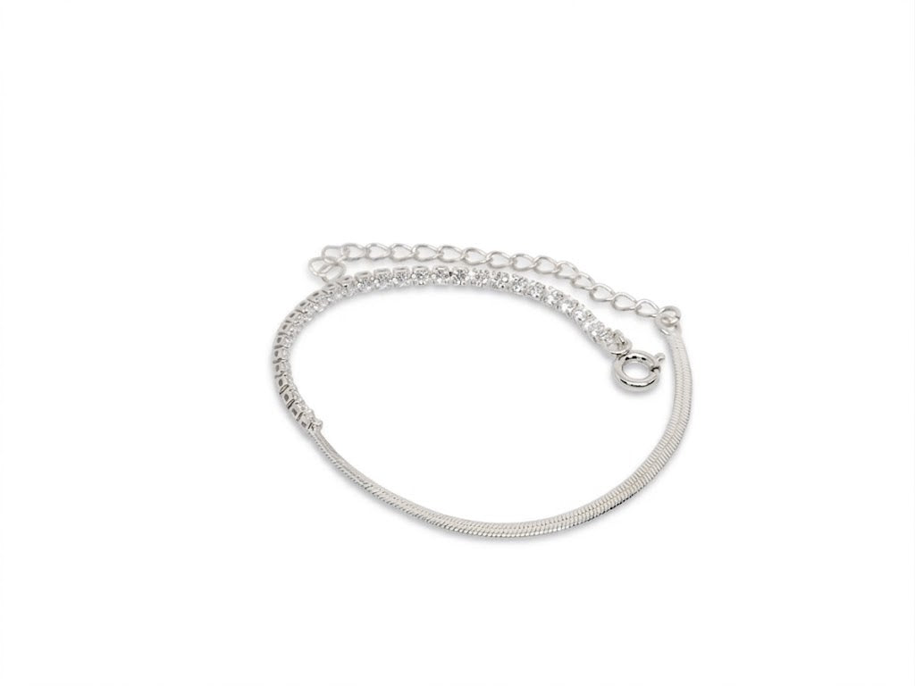 Pulseira Meia Riviera Cravejada com Lâmina Lisa
