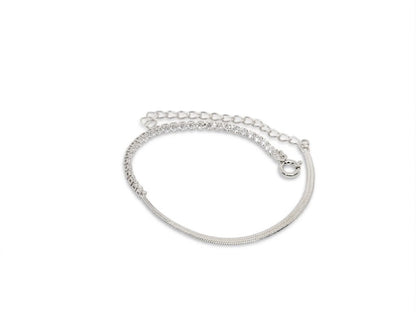 Pulseira Meia Riviera Cravejada com Lâmina Lisa
