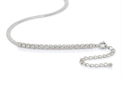 Pulseira Meia Riviera Cravejada com Lâmina Lisa