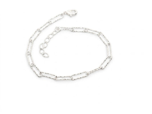 Pulseira Elos Retangulares Estilo Paperclip