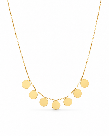 Colar Gargantilha com Medalhas Circulares Lisas Pendentes