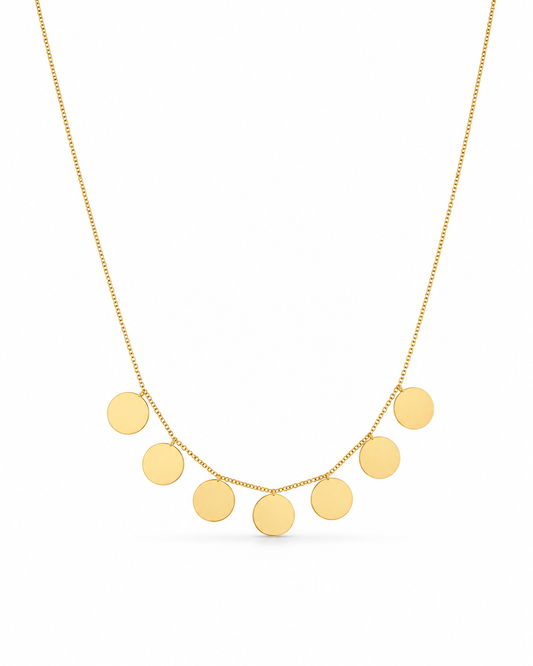 Colar Gargantilha com Medalhas Circulares Lisas Pendentes