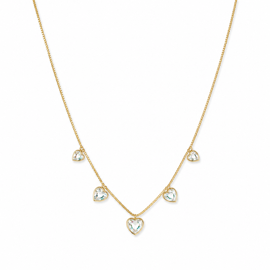 Colar Gargantilha com Corações de Zircônia Cristal
