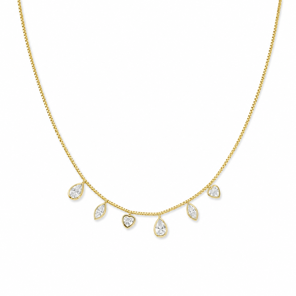 Colar Gargantilha com Gotas de Zircônia Cristal