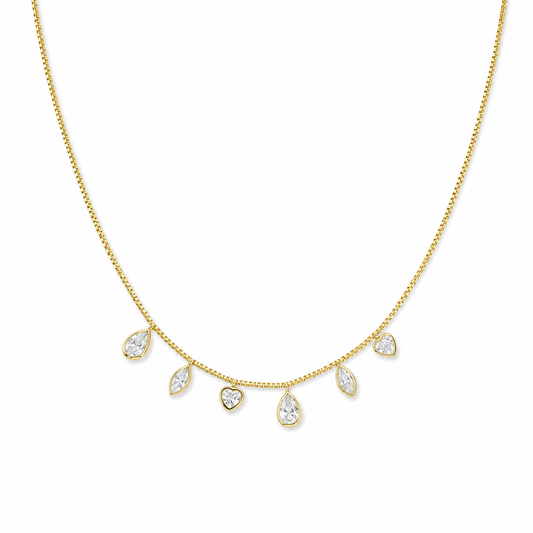 Colar Gargantilha com Gotas de Zircônia Cristal