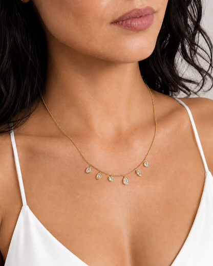 Colar Gargantilha com Gotas de Zircônia Cristal