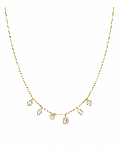 Colar Gargantilha com Gotas de Zircônia Cristal