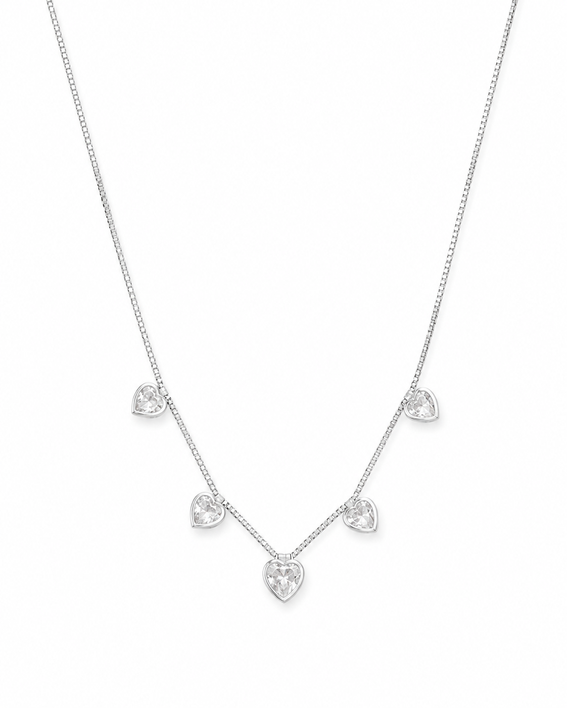 Colar Gargantilha com Corações de Zircônia Cristal