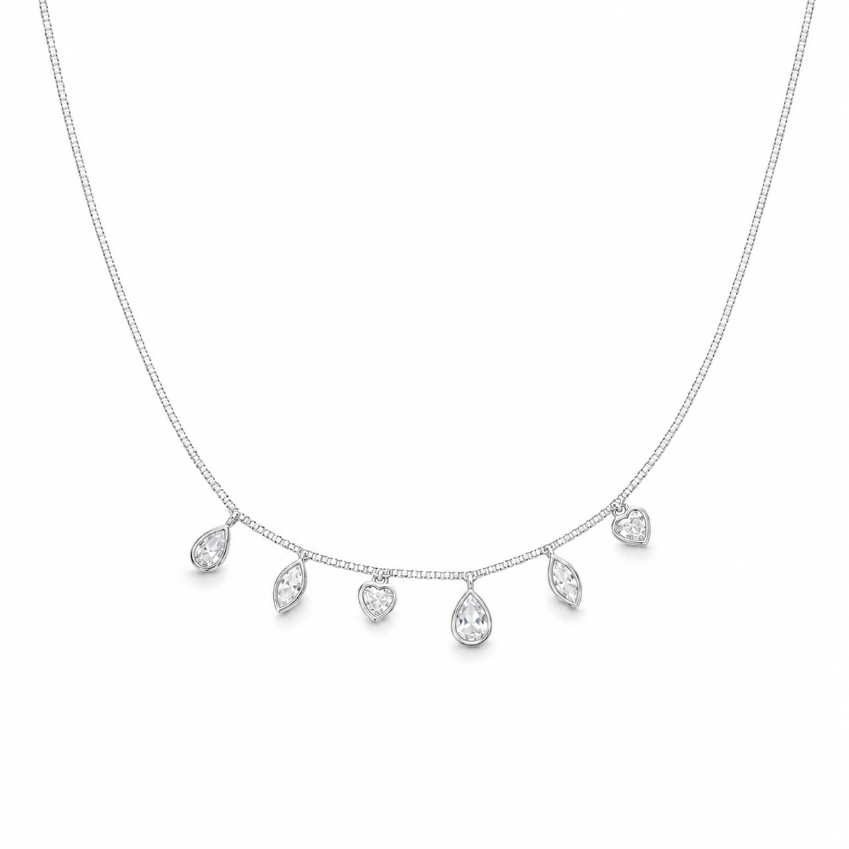 Colar Gargantilha com Gotas de Zircônia Cristal
