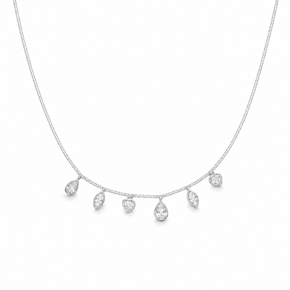 Colar Gargantilha com Gotas de Zircônia Cristal