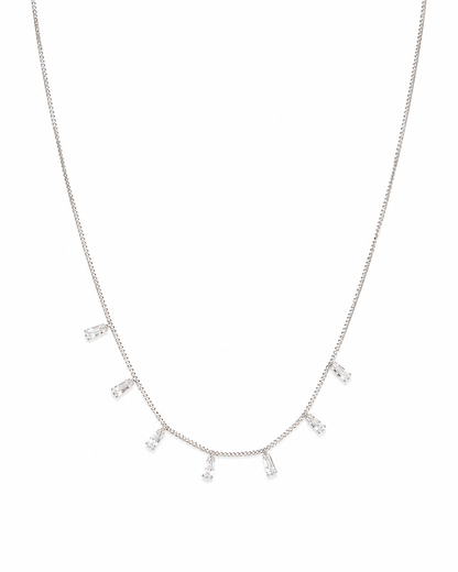 Colar Gargantilha com Gotas de Zircônia Cristal Pendentes