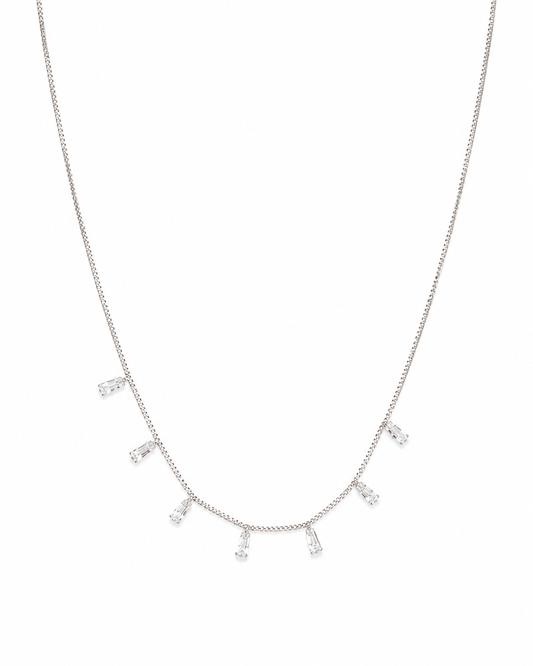 Colar Gargantilha com Gotas de Zircônia Cristal Pendentes