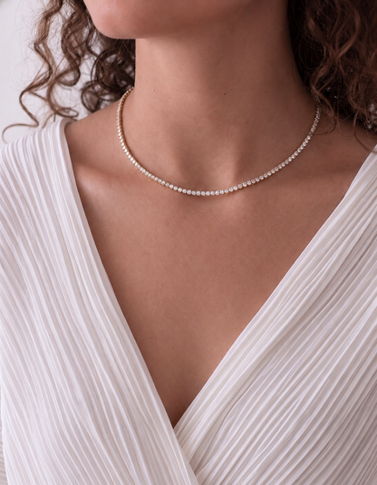 Colar Riviera Clássico Cravejado com Zircônias Cristal