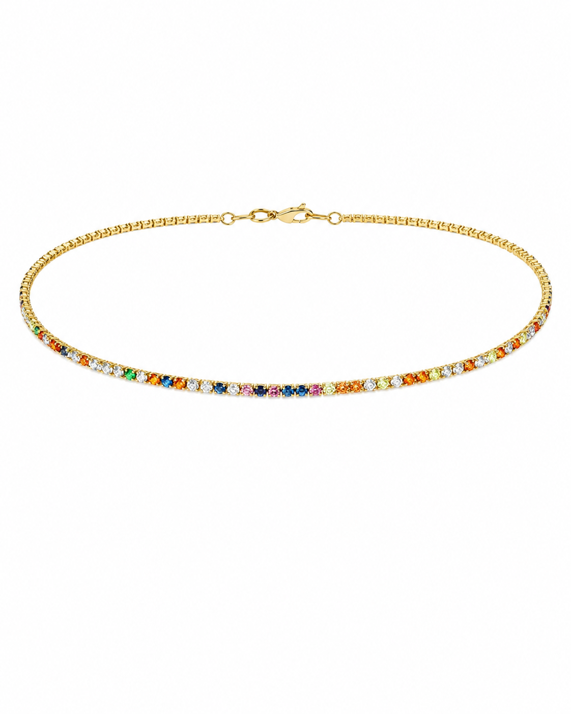 Colar Riviera com Zircônias Coloridas Multicores