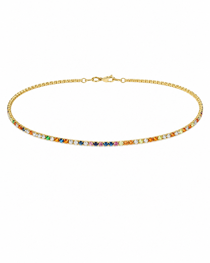 Colar Riviera com Zircônias Coloridas Multicores