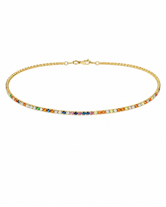 Colar Riviera com Zircônias Coloridas Multicores