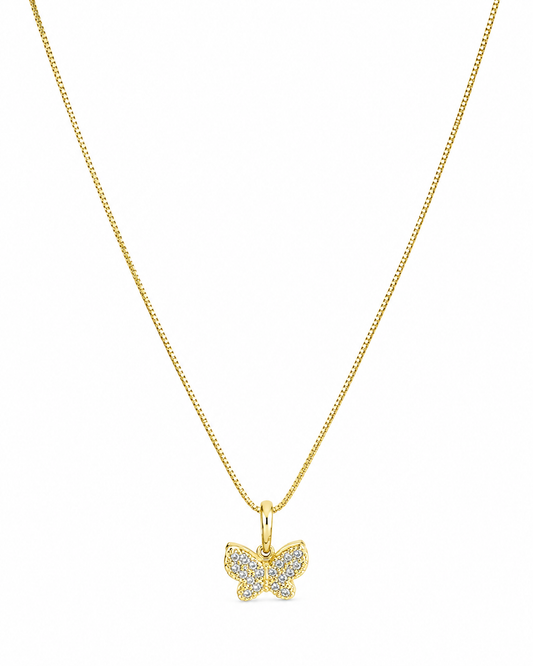 Colar com Pingente Borboleta Microcravejada em Pavê