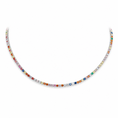 Colar Riviera com Zircônias Coloridas Multicores
