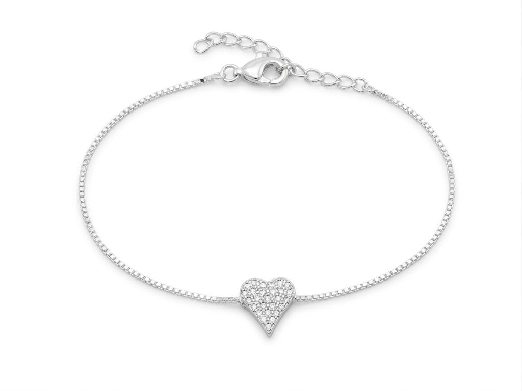 Pulseira com Pingente Coração Microcravejado
