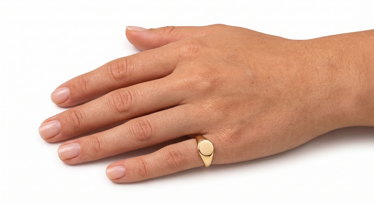 Anel Signet Regulável Topo Oval Liso